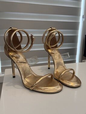 Aldo Metallic Gold Snake Stiletto Sandals